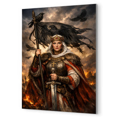 Saint Olga of Kiev with raven standard metal print mockup