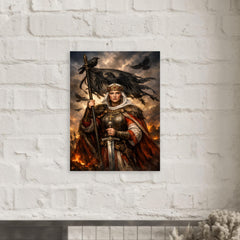 Saint Olga of Kiev with raven standard metal print mockup