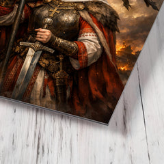 Saint Olga of Kiev with raven standard metal print mockup