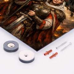 Saint Olga of Kiev with raven standard metal print mockup