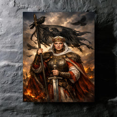 Saint Olga of Kiev with raven standard metal print mockup