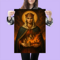 Saint Olga of Kyiv with burning city miniature poster 3