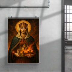 Saint Olga of Kyiv with burning city miniature poster 4