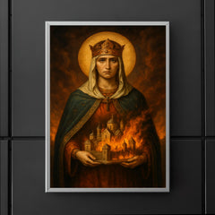 Saint Olga of Kyiv with burning city miniature poster 5