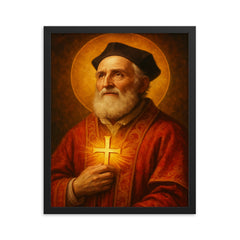 Saint Philip Neri framed print on a plain backdrop in size 16"x20".