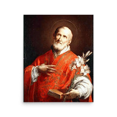 Saint Philip Neri poster on a plain backdrop in size 16"x20".