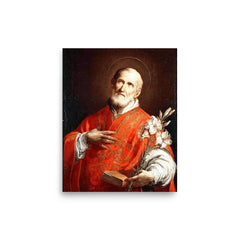 Saint Philip Neri poster on a plain backdrop in size 8"x10".