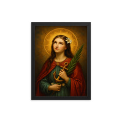 Saint Philomena framed print on a plain backdrop in size 12"x16".