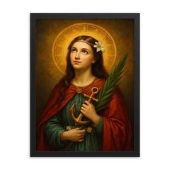 Saint Philomena framed print on a plain backdrop in size 18"x24".