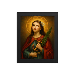Saint Philomena framed print on a plain backdrop in size 8"x10".