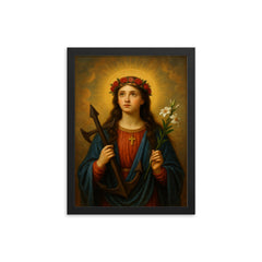 Saint Philomena of Rome framed print on a plain backdrop in size 12"x16".