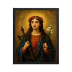 Saint Philomena of Rome framed print on a plain backdrop in size 16"x20".