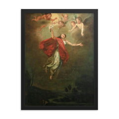 Saint Philomena of Rome framed print on a plain backdrop in size 18"x24".