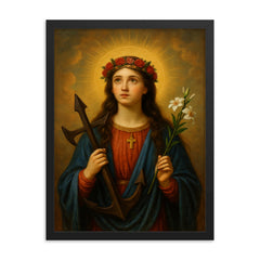 Saint Philomena of Rome framed print on a plain backdrop in size 18"x24".
