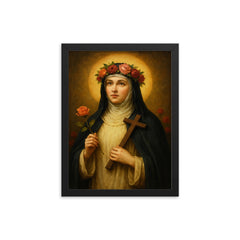 Saint Rose of Lima framed print on a plain backdrop in size 12"x16".