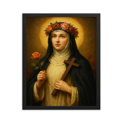 Saint Rose of Lima framed print on a plain backdrop in size 16"x20".
