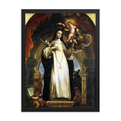 Saint Rose of Lima framed print on a plain backdrop in size 18"x24".