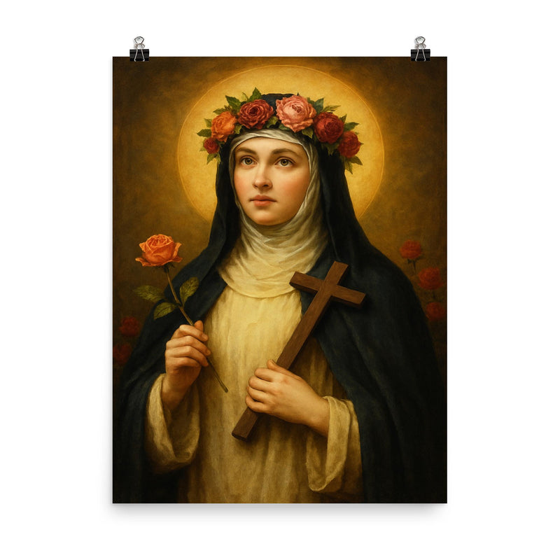 Saint Rose of Lima poster on a plain backdrop in size 8