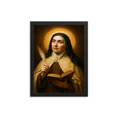 Saint Teresa of Avila portrait framed print on a plain backdrop in size 12"x16".