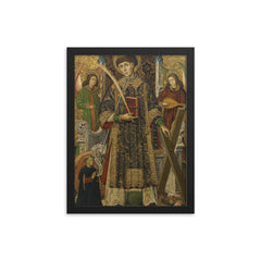 Saint Vincent of Saragossa framed print on a plain backdrop in size 12"x16".