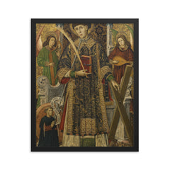 Saint Vincent of Saragossa framed print on a plain backdrop in size 16"x20".