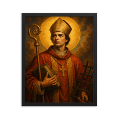 Saint Vincent of Saragossa framed print on a plain backdrop in size 16"x20".