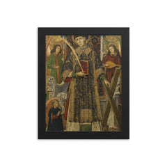 Saint Vincent of Saragossa framed print on a plain backdrop in size 8"x10".