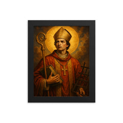 Saint Vincent of Saragossa framed print on a plain backdrop in size 8"x10".