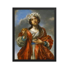 Saint with Golden Heart by Carlo Dolci framed print on a plain backdrop in size 16"x20".