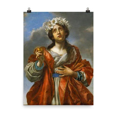 Saint with Golden Heart by Carlo Dolci poster on a plain backdrop in size 8"x10".