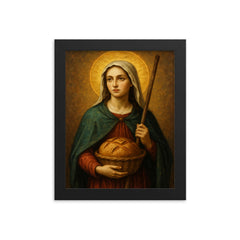 Saint Zita of Lucca framed print on a plain backdrop in size 8"x10".