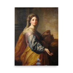 Saint Zita of Lucca poster on a plain backdrop in size 18"x24".