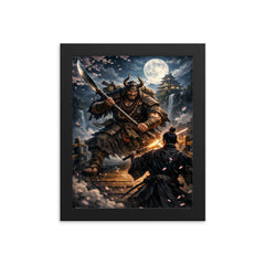 Saito Musashibo Benkei at bridge challenge framed print on a plain backdrop in size 8"x10".
