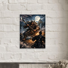 Saito Musashibo Benkei at bridge challenge metal print mockup