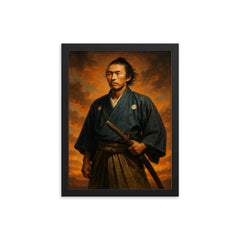 Sakamoto Ryoma framed print on a plain backdrop in size 12"x16".