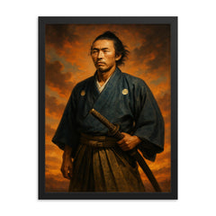 Sakamoto Ryoma framed print on a plain backdrop in size 18"x24".