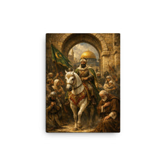 Saladin entering Jerusalem with restraint canvas print on a plain backdrop in size 12"x16".