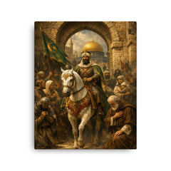 Saladin entering Jerusalem with restraint canvas print on a plain backdrop in size 16"x20".