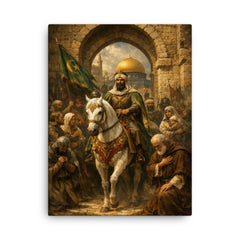 Saladin entering Jerusalem with restraint canvas print on a plain backdrop in size 18"x24".