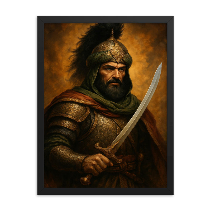 Saladin framed print on a plain backdrop in size 18