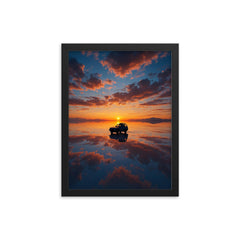 Salar de Uyuni Bolivia framed print on a plain backdrop in size 12"x16".