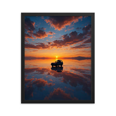Salar de Uyuni Bolivia framed print on a plain backdrop in size 16"x20".