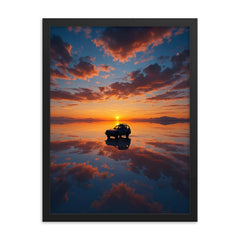 Salar de Uyuni Bolivia framed print on a plain backdrop in size 18"x24".