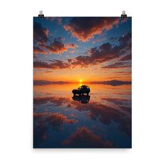 Salar de Uyuni Bolivia poster on a plain backdrop in size 8"x10".