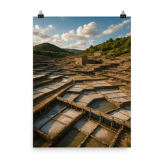 Salinas de Anana Salt Pans Basque Country Spain poster on a plain backdrop in size 8"x10".