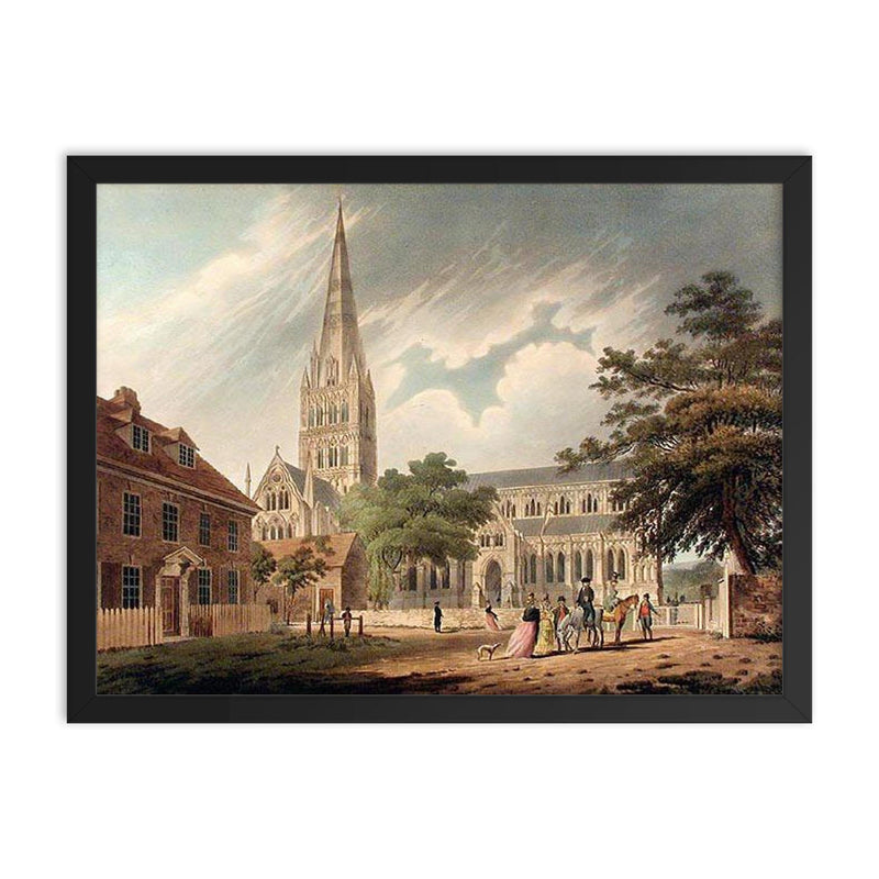 Salisbury Cathedral by Francis Jukes framed print on a plain backdrop in size 18