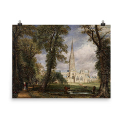 Salisbury Cathedral from the Bishop's Grounds by John Constable poster on a plain backdrop in size 8"x10".