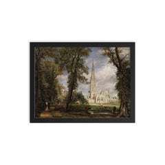 Salisbury Cathedral from the Bishop's Grounds by John Constable, c. 1825 framed print on a plain backdrop in size 12"x16".