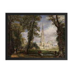 Salisbury Cathedral from the Bishop's Grounds by John Constable, c. 1825 framed print on a plain backdrop in size 18"x24".