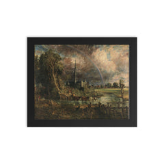 Salisbury Cathedral from the Meadows by John Constable framed print on a plain backdrop in size 8"x10".